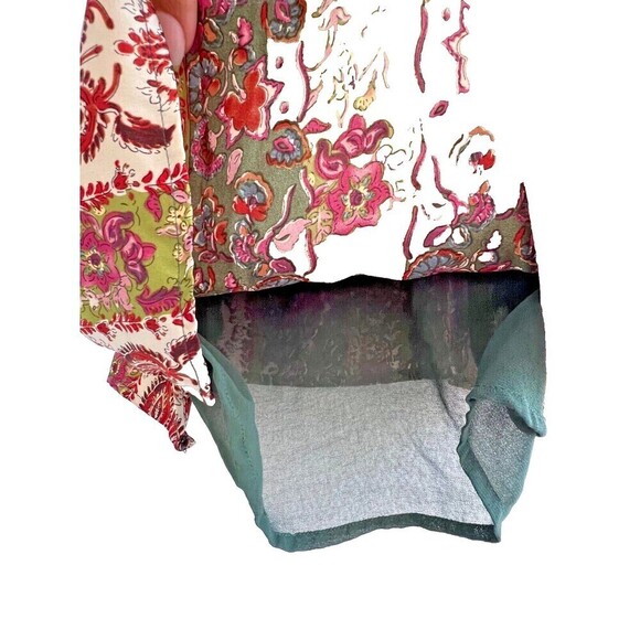 Joie Top bohemian chi sleeveless womens blouse green red casual top Size M - Picture 5 of 7